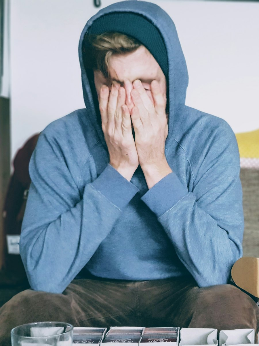 Student with head in hands
